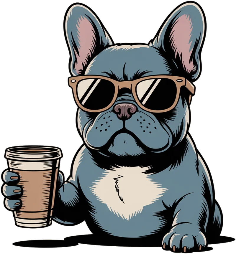 Birdie Loves Coffee tee graphic: illustrated Birdie with an iced coffee