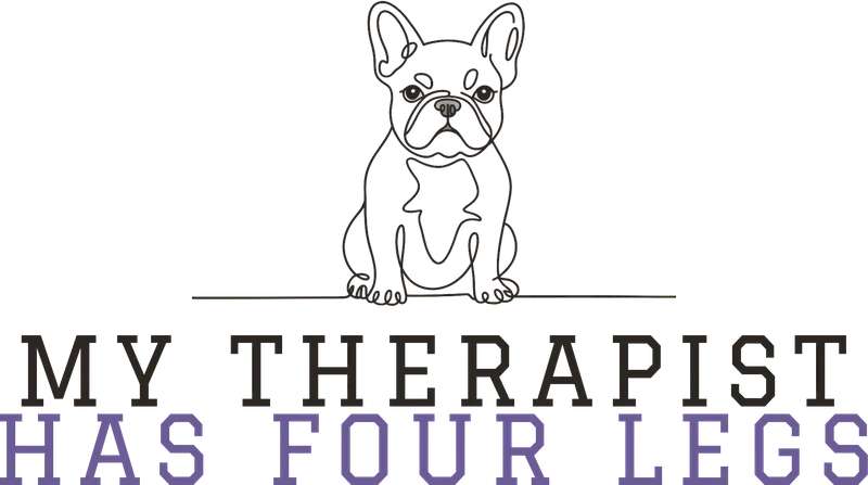 My Therapist Has Four Legs tee graphic: slogan lockup with Birdie line art